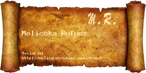 Melicska Rufusz névjegykártya
